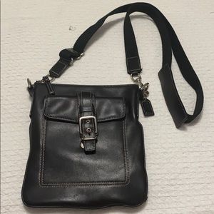 Coach Black Leather Swingpack Crossbody Buckle Bag